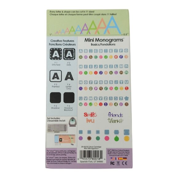 Cricut Provo Craft Font Cartridge Mini Monograms 290018 Link Status Unknown - Picture 3 of 11